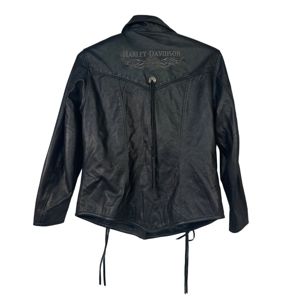 Harley-Davidson Womens Size Large Genuine Leather Motorcycle Jacket  Black